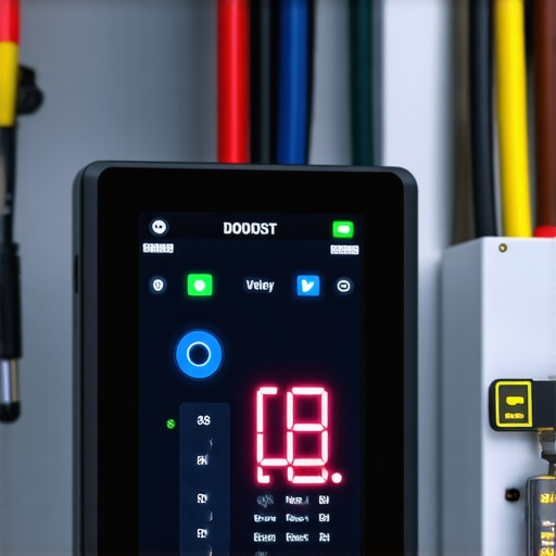 Close-up of a vehicle diagnostic system with sensors and digital displays