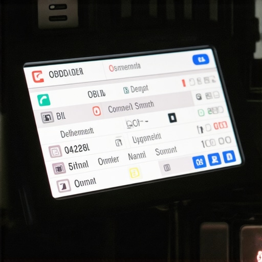 OBD-II scanner connected to car dashboard displaying diagnostic data.