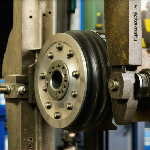 Car Brake System Maintenance Close-up of car brake components during maintenance.