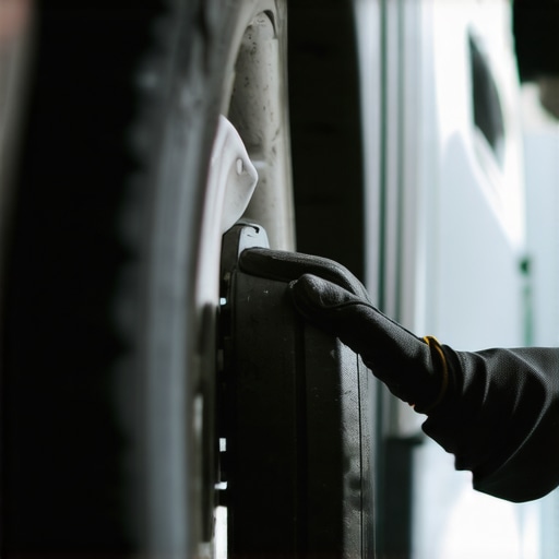 Mechanic inspecting brake pads and fluid levels during vehicle maintenance
