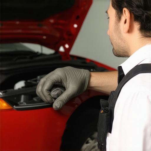 Auto mechanic performing a thorough check on a vehicle's transmission and brake system.