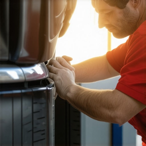 Mechanic inspecting brake pads to assess wear and safety