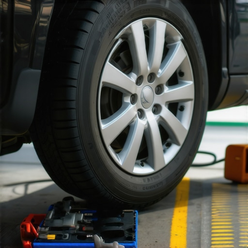 Brake Sensor Repair Scene Mechanic replacing a brake sensor under a lifted car