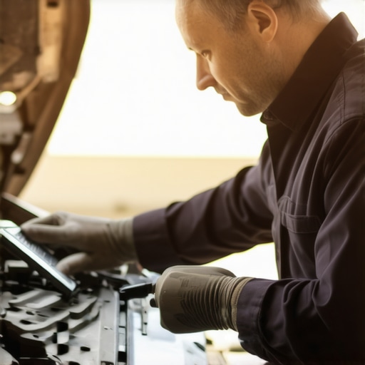 Essential Diagnostic Tools for Automotive Maintenance Automotive technician performing diagnostics with advanced scanner.