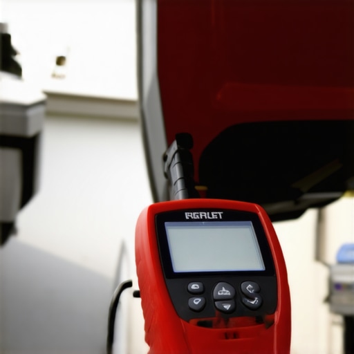 Professional Car Diagnostic Scanner in Use A mechanic using a diagnostic scanner to troubleshoot a vehicle's system in a garage