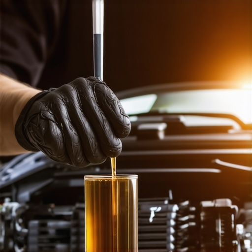 Mechanic inspecting transmission fluid with dipstick
