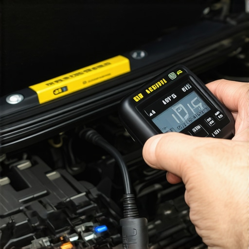 Using a Diagnostic Scanner for Car Maintenance Mechanic connecting a diagnostic scanner to a car's engine for troubleshooting and updates.