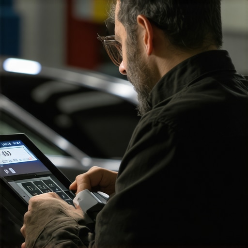 Technician using a scanner during diagnostics