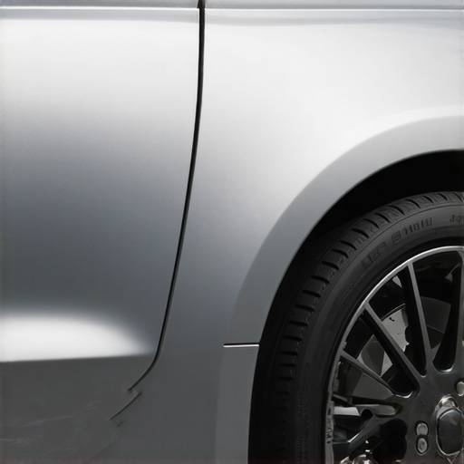 A car being painted with metallic spray to match original color