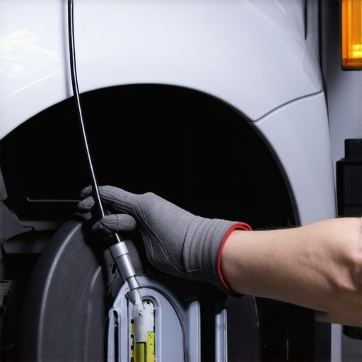 A mechanic performing brake bleeding to remove air from brake lines.