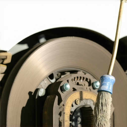 Technician cleaning and deglazing car brake pads with tools