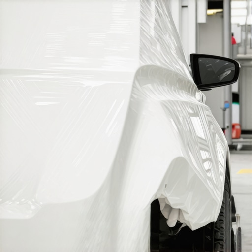 Professional masking technique on a car to ensure clean paint lines