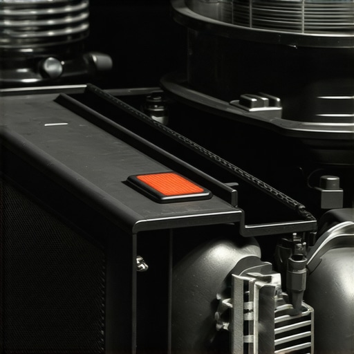 Car engine with radiator and cooling fan during inspection