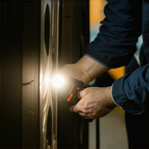 Mechanic examining a car wheel for signs of bearing failure.