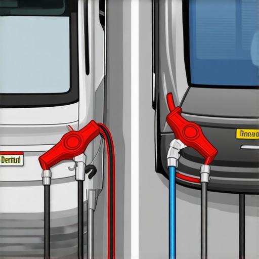 Diagram showing correct connection of jumper cables between a dead battery and a working vehicle.