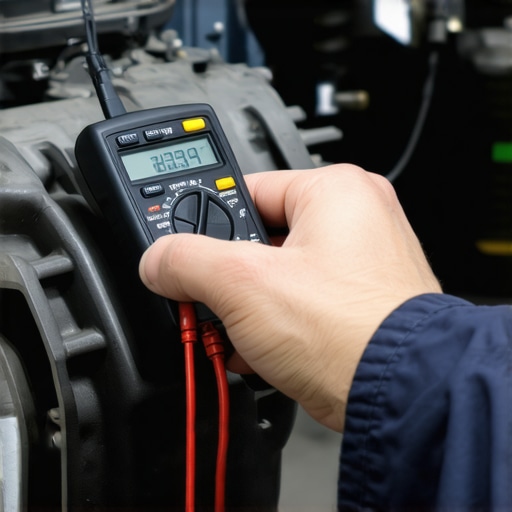 Mechanic testing transmission control solenoid with multimeter