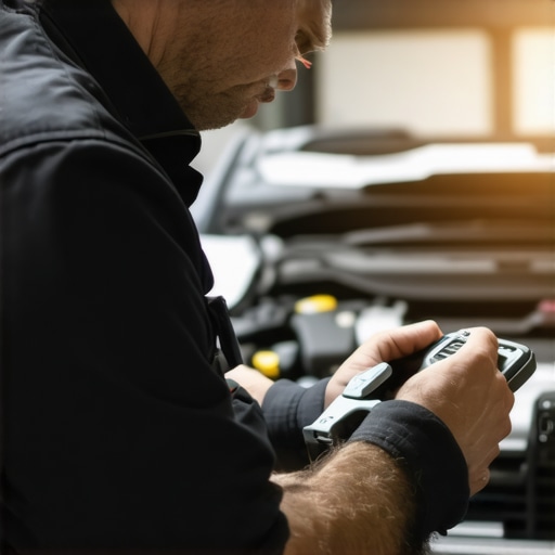 Using Diagnostic Equipment to Maintain Your Car Mechanic with diagnostic tools in a modern auto repair setting.