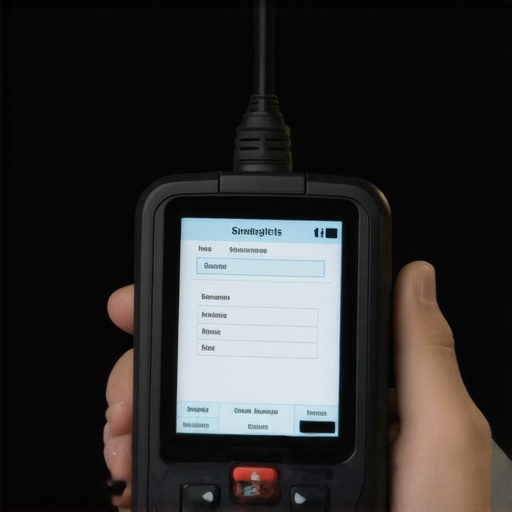 A person checking car diagnostics with an OBD-II scanner