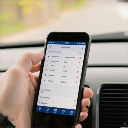 Person scanning car diagnostics with a handheld device and smartphone