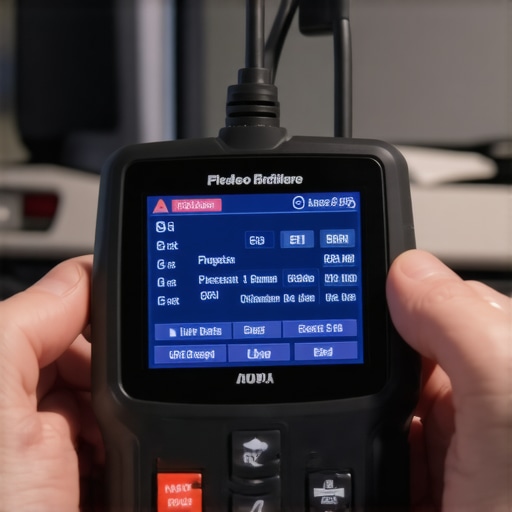 A technician using a diagnostic scan tool connected to a vehicle for system analysis.