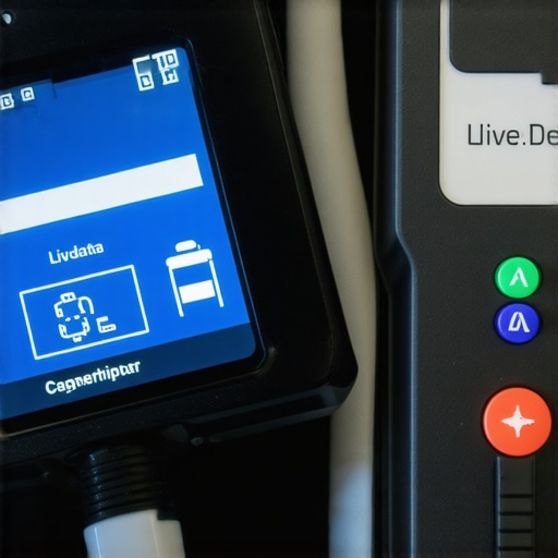 Automotive diagnostic scan tool reading live data from a vehicle's OBD port.