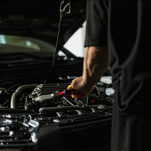 Mechanic checking coolant hoses and radiator for leaks and corrosion
