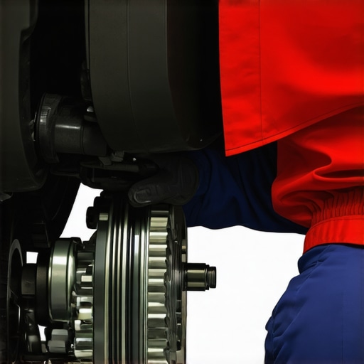 Mechanic checking transmission parts during repair