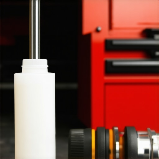 A mechanic inspecting transmission fluid level with tools nearby