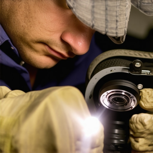 Mechanic performing UV dye leak detection on car engine seal.