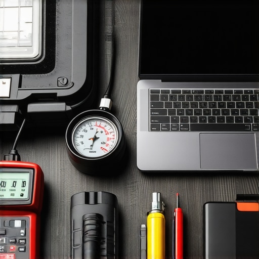 Essential Auto Repair Tools for Longevity A mechanic's workstation with diagnostic equipment and repair tools