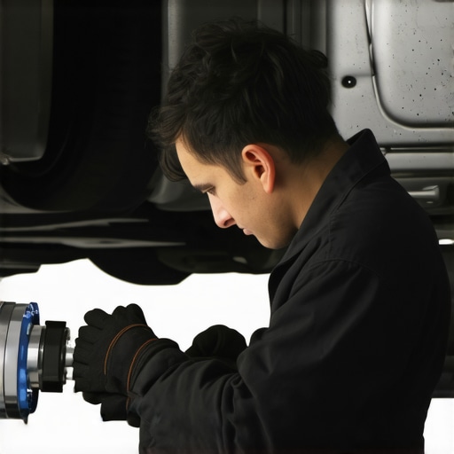 Close-up of a mechanic checking a vehicle's CV joint boot for cracks or tears