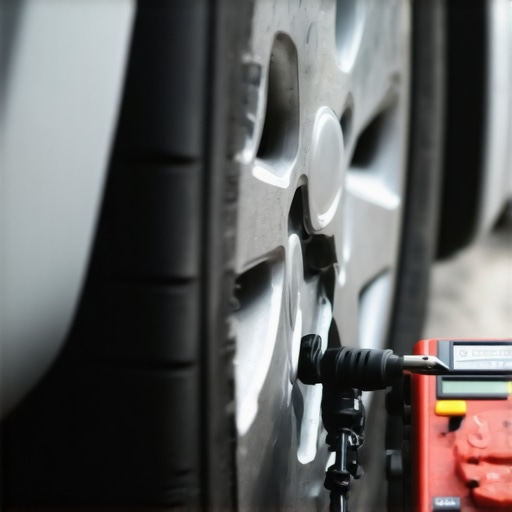 Technician testing a wheel speed sensor using a multimeter