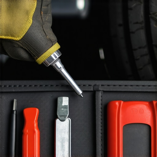 Inspecting transmission fluid level during maintenance Mechanic checking transmission fluid dipstick under the hood