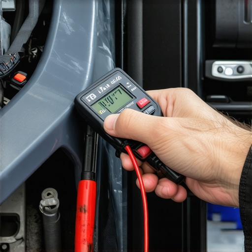 Using a Multimeter for Electrical Diagnosis Mechanic testing car wiring with a multimeter
