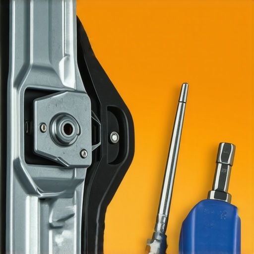 Close up of a car door latch and striker bolt showing mechanical alignment points.