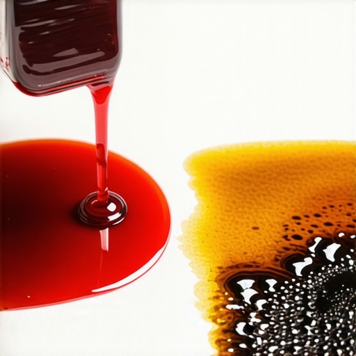 Mechanic comparing healthy red transmission fluid with dirty brown fluid on a paper towel