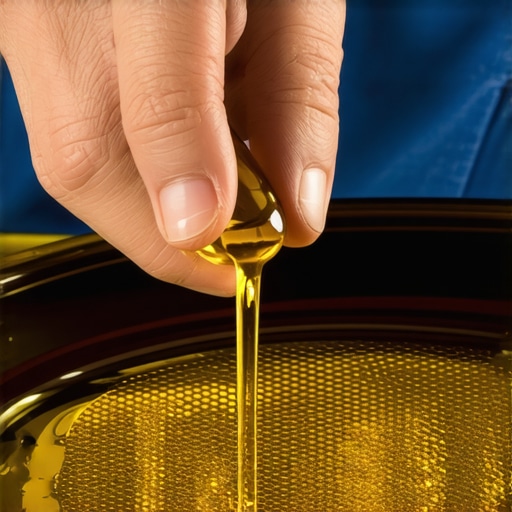 Technician comparing different engine oil thicknesses.