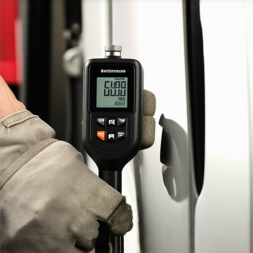 Mechanic using a digital torque wrench on a vehicle subframe to fix clunking noises.