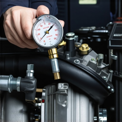 Engine Compression Test Diagnostics A mechanic performing a compression test to diagnose engine health.