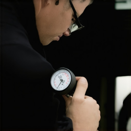 Mechanic testing power steering pressure