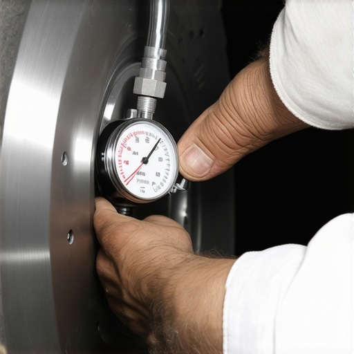 A dial indicator measuring the lateral runout of a car brake rotor to diagnose high-speed steering wheel vibration.