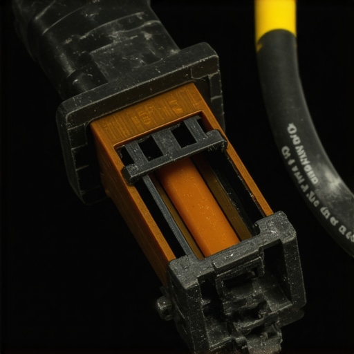 Melted Electrical Harness Connector A close-up view of a car's electrical connector that has melted due to an internal short circuit.