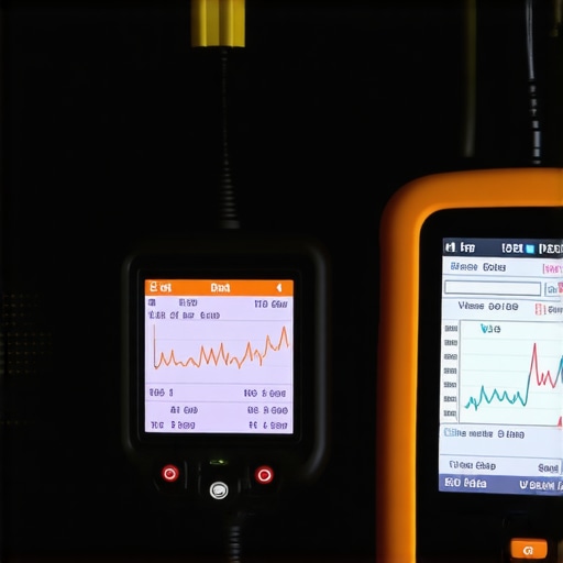 Modern Car Diagnostic Scanner in Action A mechanic using a Bluetooth OBD-II scanner to monitor real-time vehicle data.
