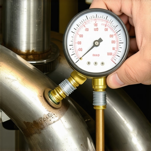 Mechanic testing exhaust backpressure using a specialized gauge connected to the oxygen sensor port.