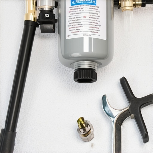 A mechanic using a pressure bleeder and flare nut wrenches for a precise brake fluid flush.