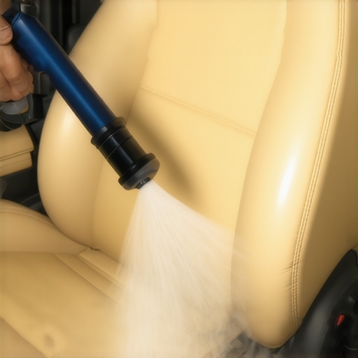 Professional Steam Cleaning for Leather Longevity Close up of steam cleaning a car seat seam