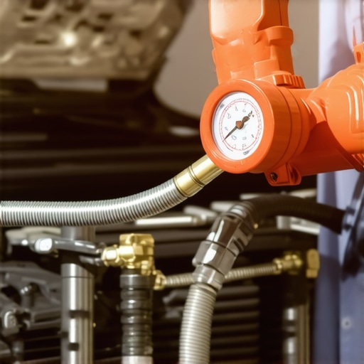 Professional Vacuum Coolant Refiller Tool in Use A mechanic using a vacuum tool to refill an engine's cooling system to prevent air pockets.